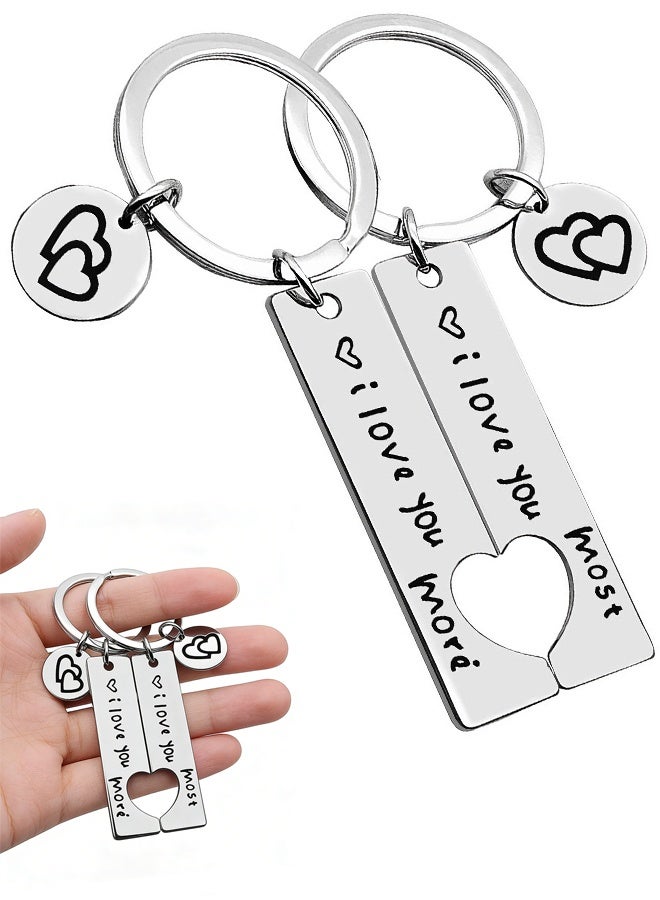 Couple Gifts Keychain for Husband Wife, I Love You Most I Love You More Matching Couple Keyring Set for Him and Her, Couple Lovers Gift Key Ring Valentine's Day Birthday Gifts for Boyfriend Girlfriend - Image 1